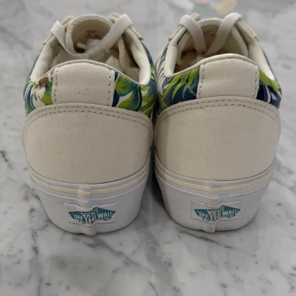 VANS Ward Platform Cream White Paradise Floral Sneakers Women Size 8.5 - Picture 5 of 7